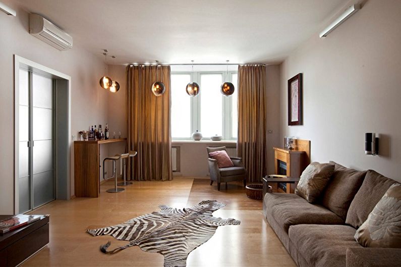 Úzký obývací pokoj - podlahová úprava
