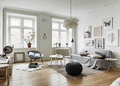 Дневна соба у скандинавском стилу (60 фотографија)