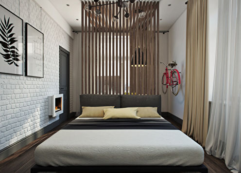 Designprojekt för ett sovrum med en arbetsplats