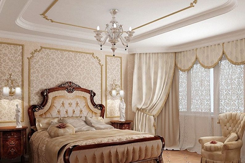 Klasikinio stiliaus miegamojo tapetai