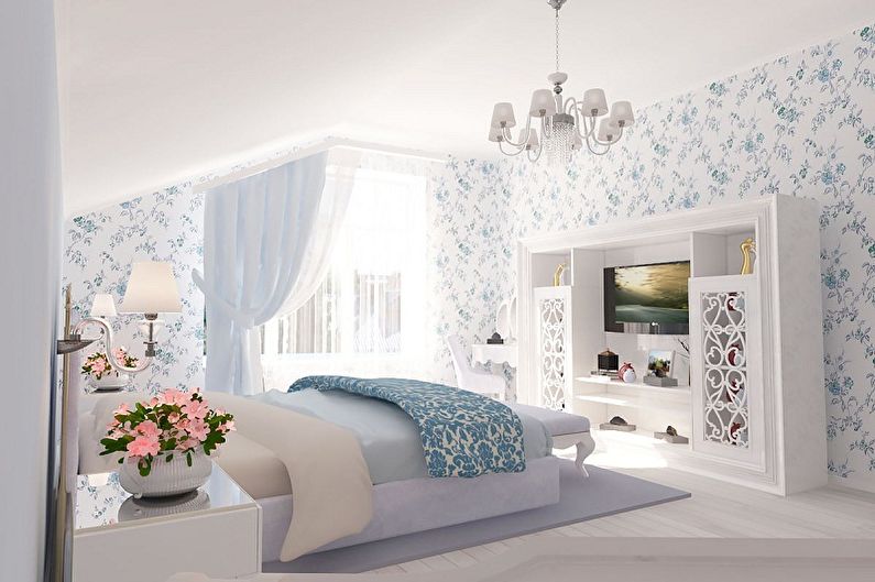 Tapet för sovrummet i stil med provence