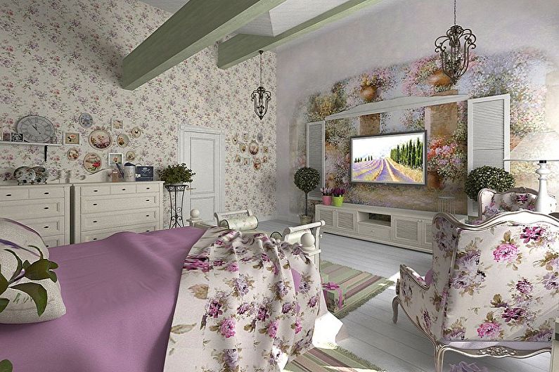 Tapete für das Schlafzimmer im Stil der Provence