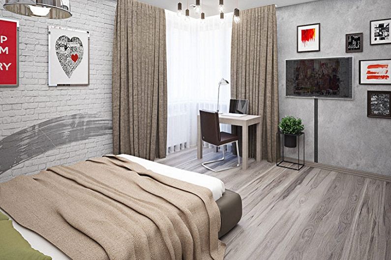 Papel tapiz para el dormitorio en estilo loft