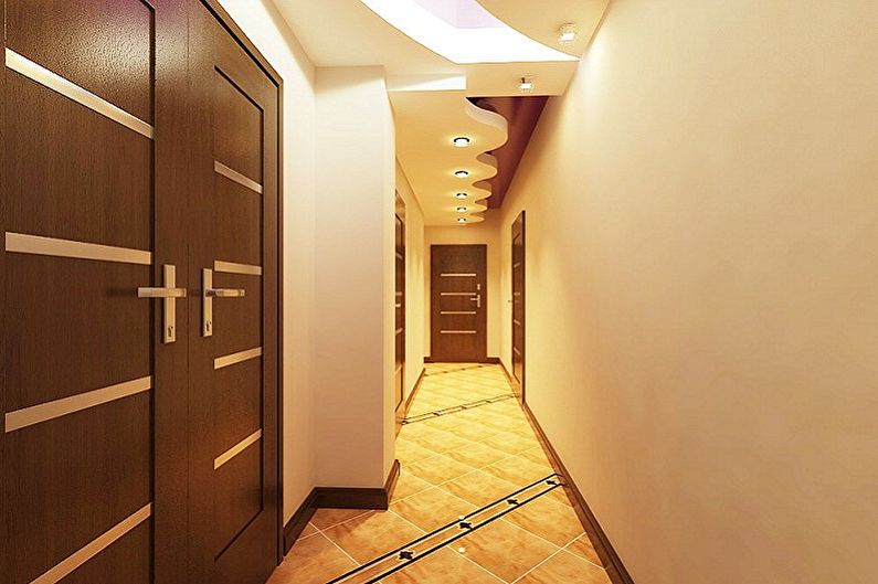 Siling plasterboard di lorong atau koridor