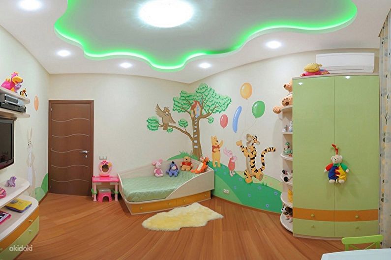 Plafond en placoplâtre dans la chambre des enfants