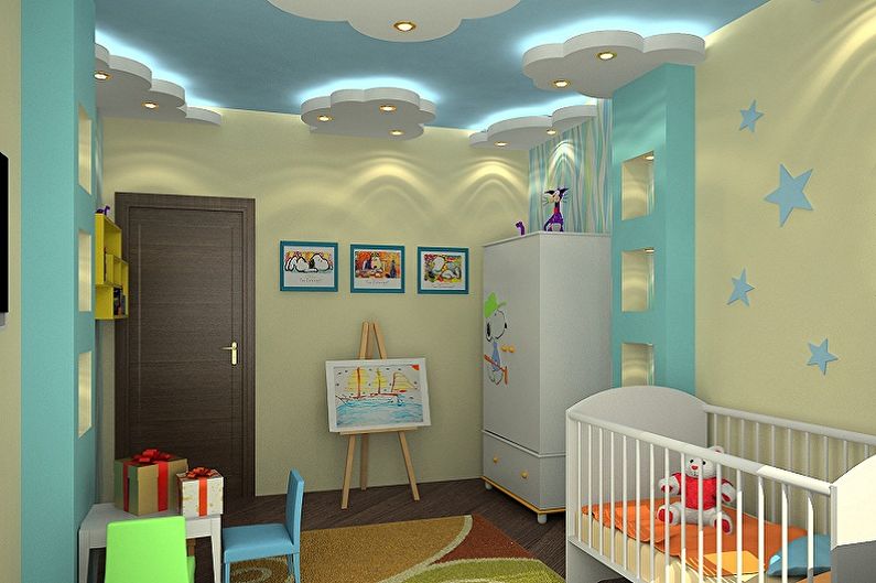 Sufit płyt gipsowo-kartonowych w pokoju dziecięcym