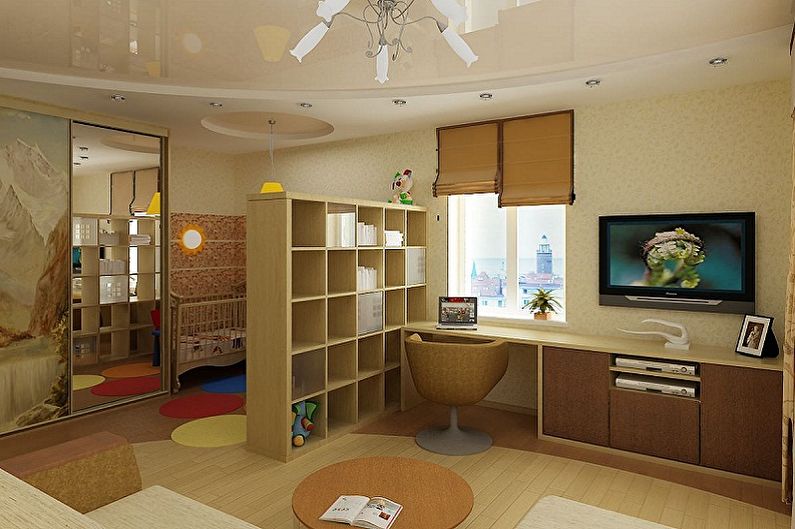 Hogyan zónálhatunk egy szobát a szülők és a gyermekek számára - Bútorokkal berendezett szoba zónázása