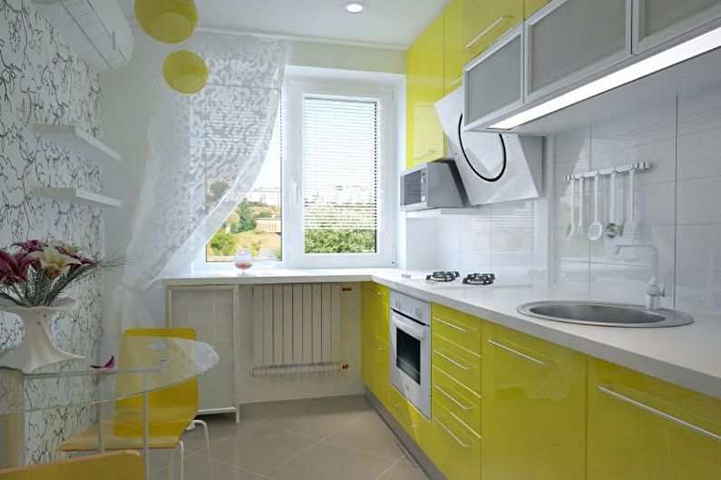 Virtuves dizains 3 x 4 metri - krāsu shēmas
