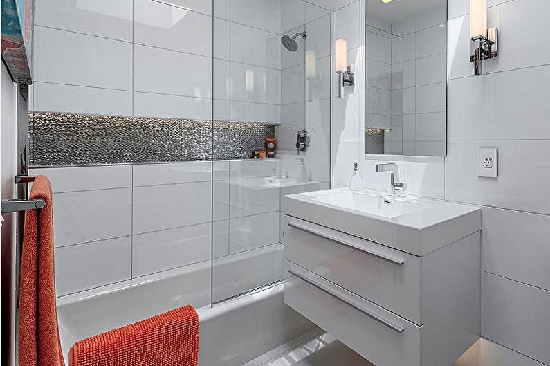 Baño blanco de 3 m2. - Diseño de interiores