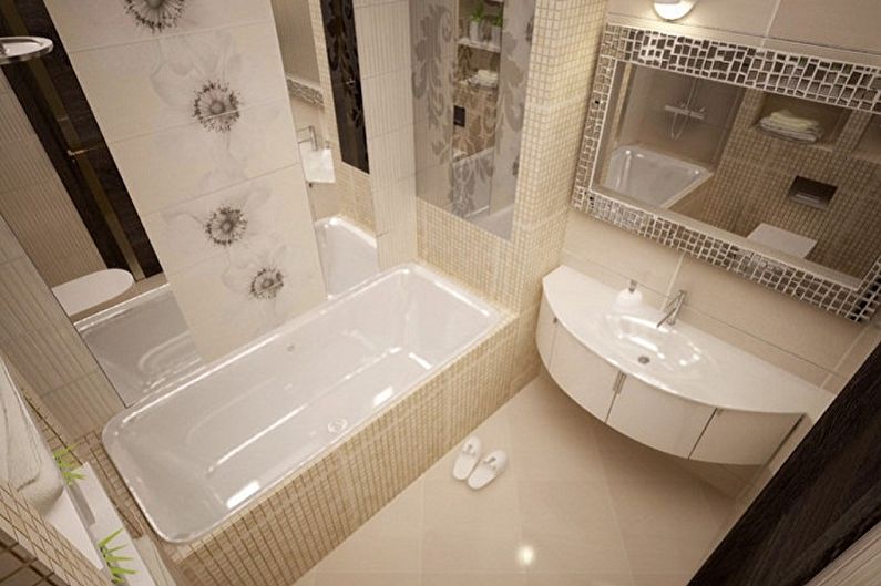 Baño beige de 3 m2. - Diseño de interiores