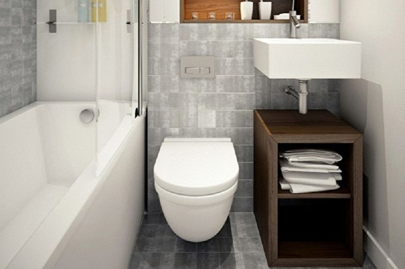 Pelēka vannas istaba 3 kv.m. - Interjera dizains