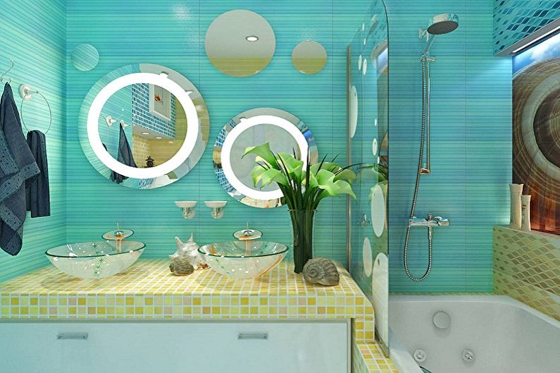 Vannas istaba 3 kv.m. jūras stilā - interjera dizains