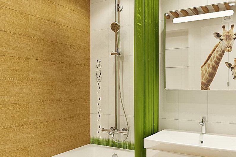 Fürdőszoba 3 négyzetméter öko-stílusban - belsőépítészet