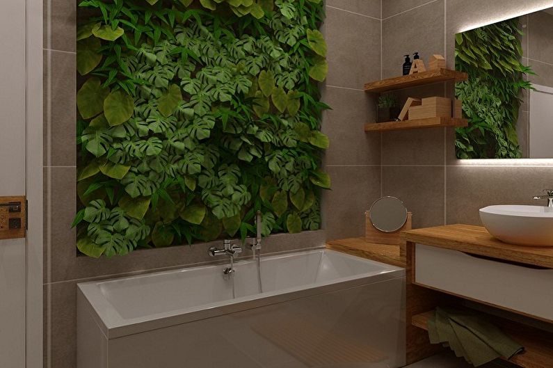 Vannas istaba 3 kv.m. ekoloģiskā stilā - interjera dizains