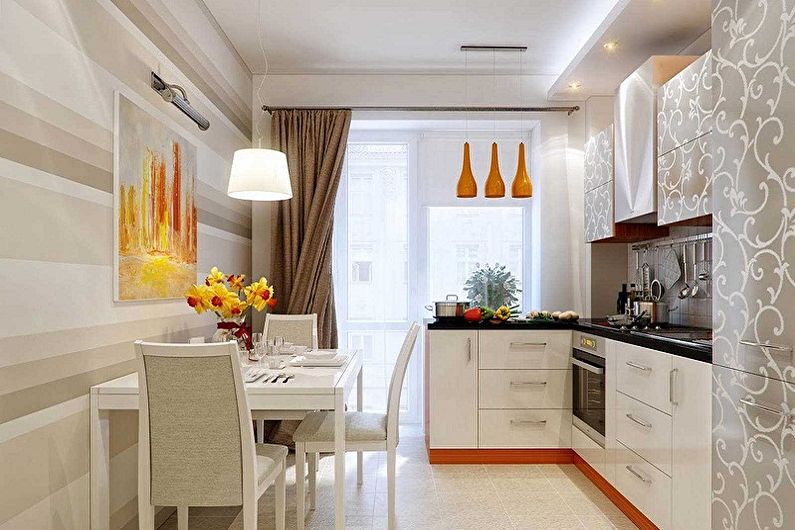 Virtuvės dizainas 3 ir 3 metrų atstumu - apšvietimas ir dekoras
