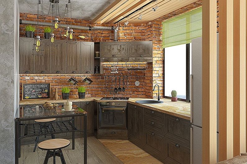 Cucina da 3 metri per 3 in stile loft - Interior Design
