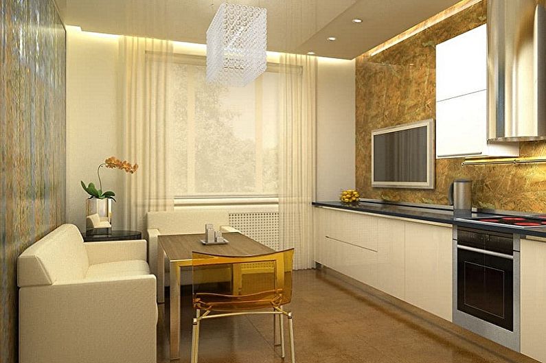 Virtuvės interjero dizainas 3 ir 3 metrų atstumu - nuotrauka