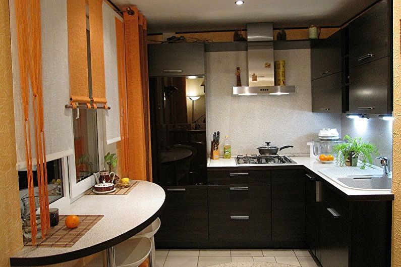 Virtuves interjera dizains 3 līdz 3 metru garumā - foto