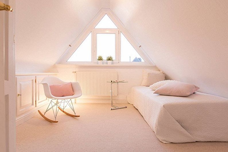 Dizajn spavaće sobe u potkrovlju - Rješenja u boji