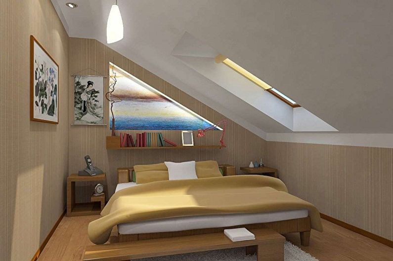 Podkrovní design ložnice - barevná řešení