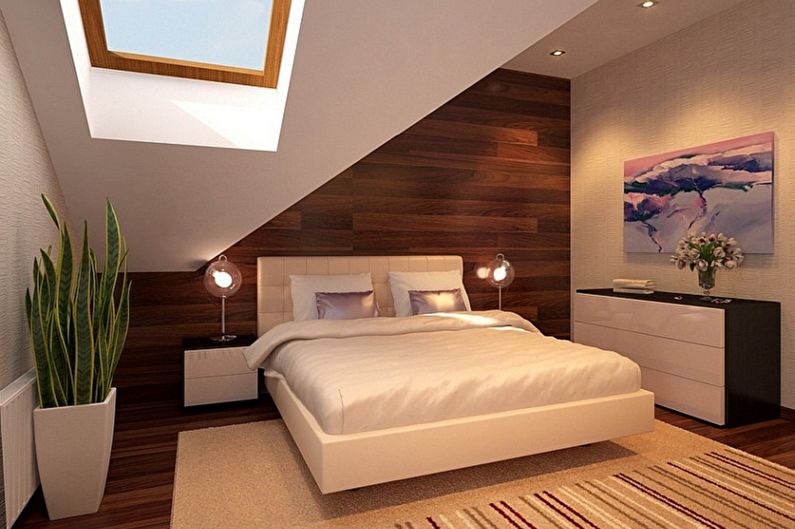 Attic sovrum design - väggdekoration