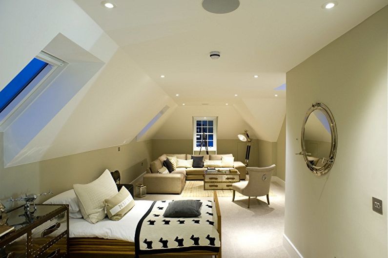 Attic Bedroom Design - Móveis e Iluminação