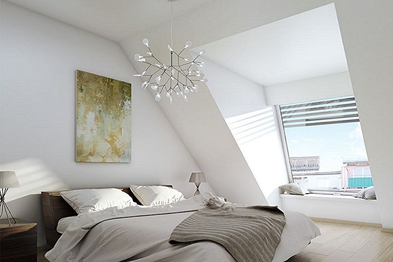 Минималистичка таванска спаваћа соба - Дизајн ентеријера