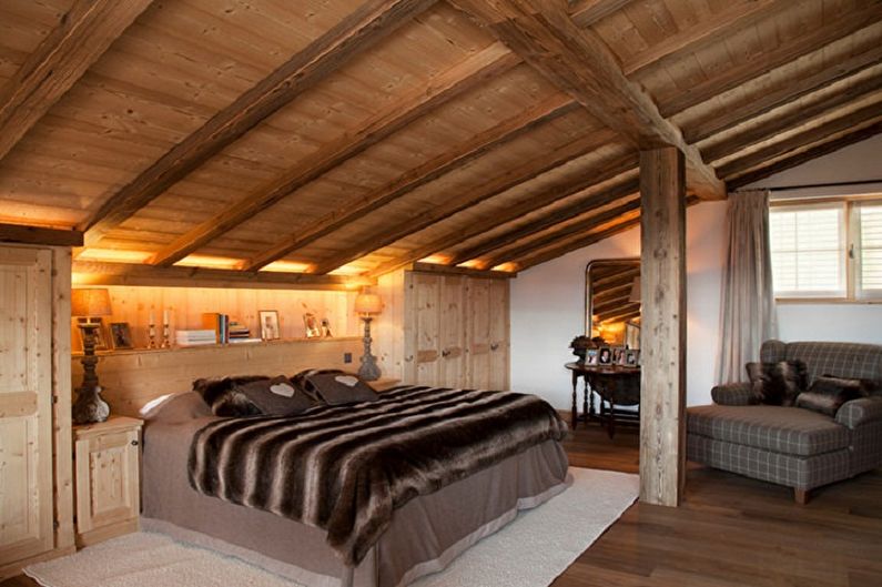 Спаваћа соба брвнара у поткровљу - Дизајн ентеријера