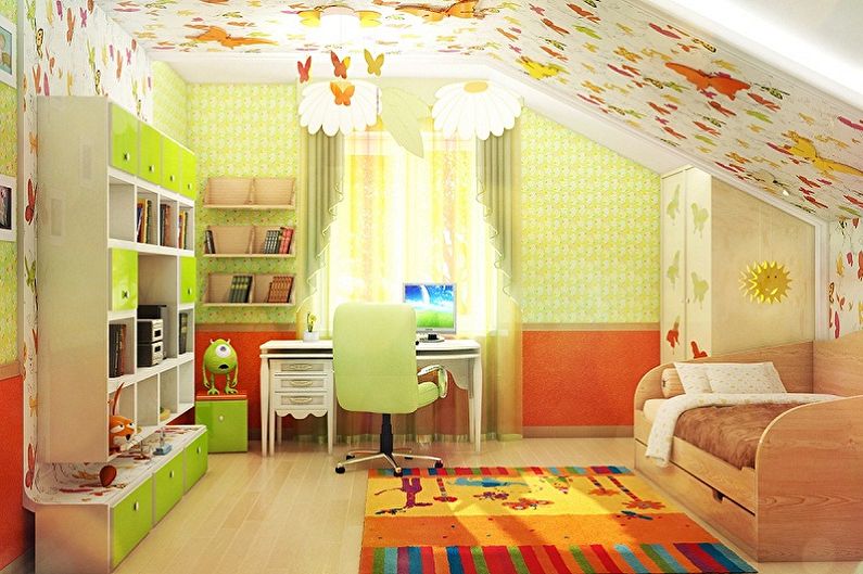 Attic bedroom interior design - photo