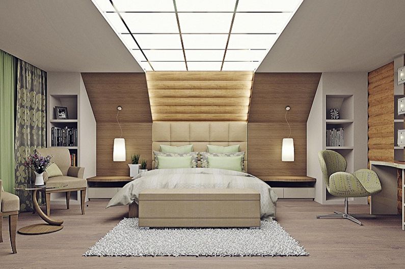 Diseño de interiores de dormitorio ático - foto