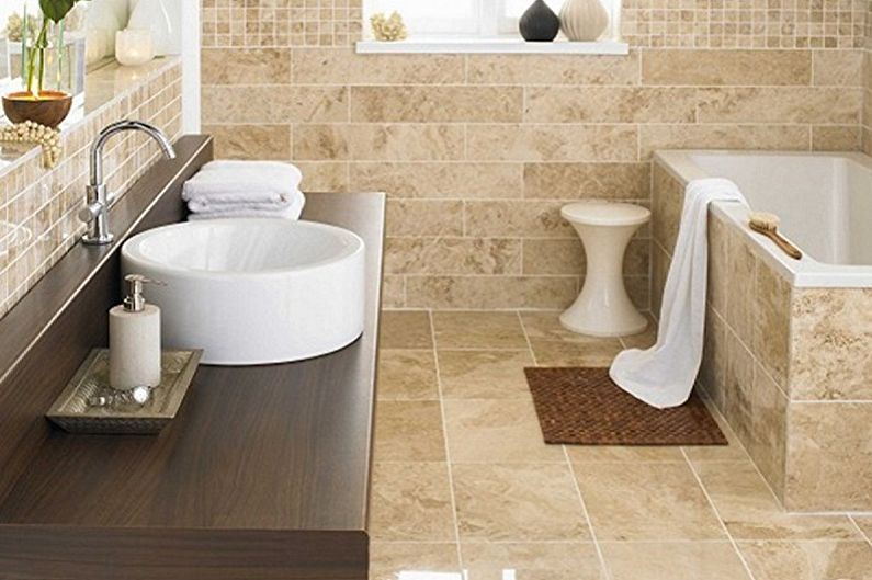 Vonios kambario dizainas 5 kv.m. - grindų apdaila