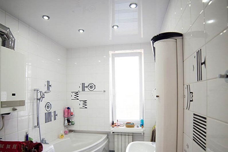 Vannas istabas dizains 5 kv.m. - griestu apdare