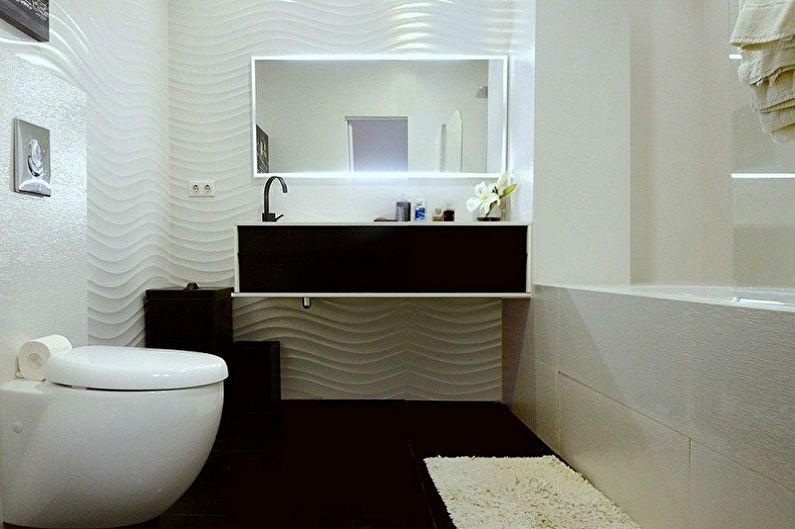 Badeværelse 5 kvm i stil med minimalisme - Interiørdesign
