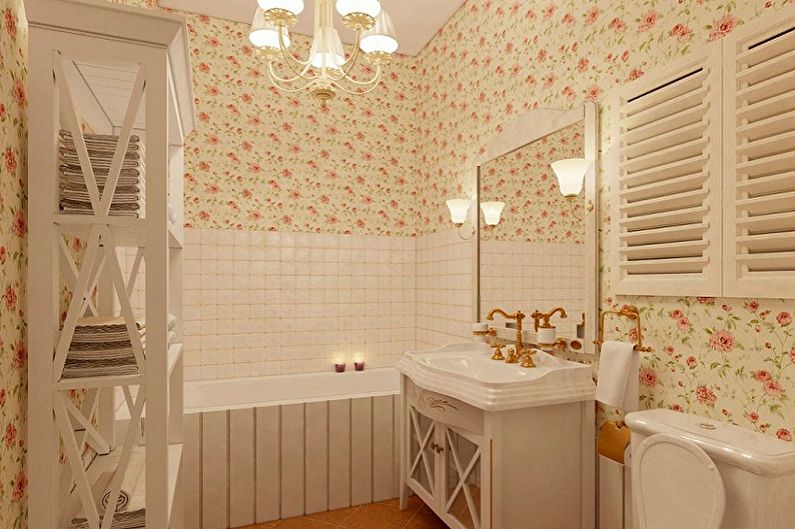 Kylpyhuone 5 neliömetriä Provence-tyylillä - Sisustussuunnittelu