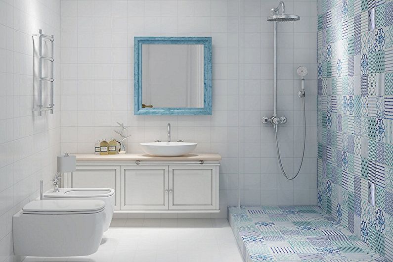Badeværelse 5 kvm i skandinavisk stil - Interiørdesign