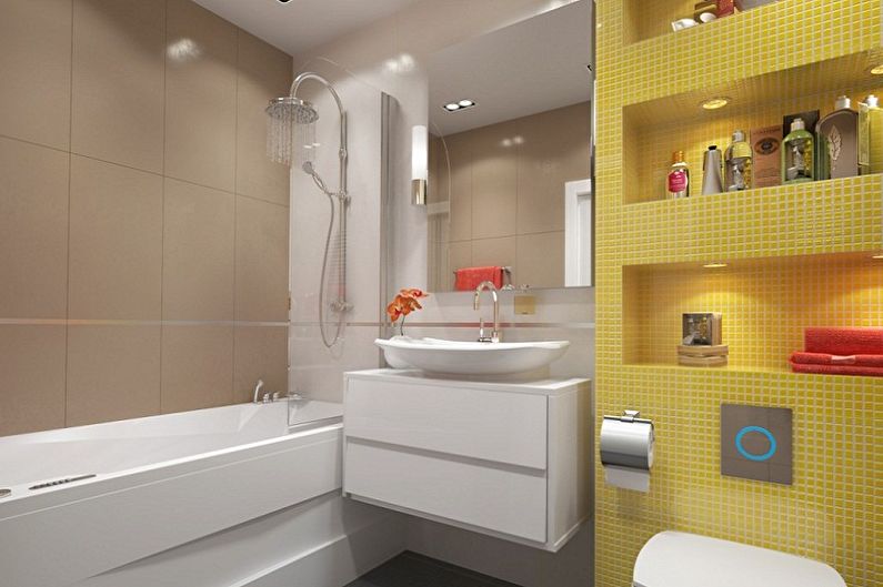 Indvendig design af et badeværelse på 5 kvm. - Foto