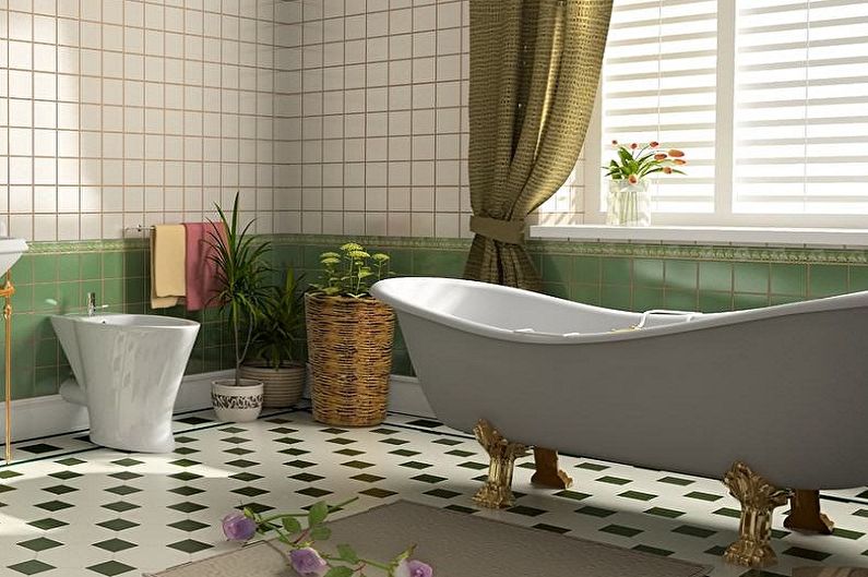 Vannas istabas dizains 6 kv.m. - grīdas apdare