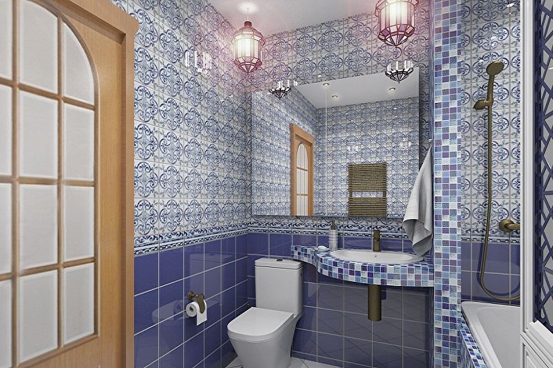 Дизајн купатила 6 м² - Осветљење и декор