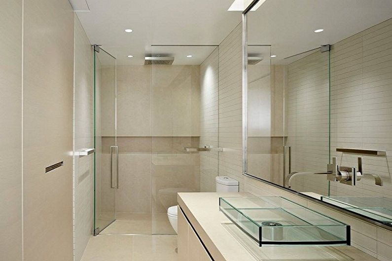 Bilik mandi 6 sq.m. dalam gaya berteknologi tinggi - Reka Bentuk Dalaman