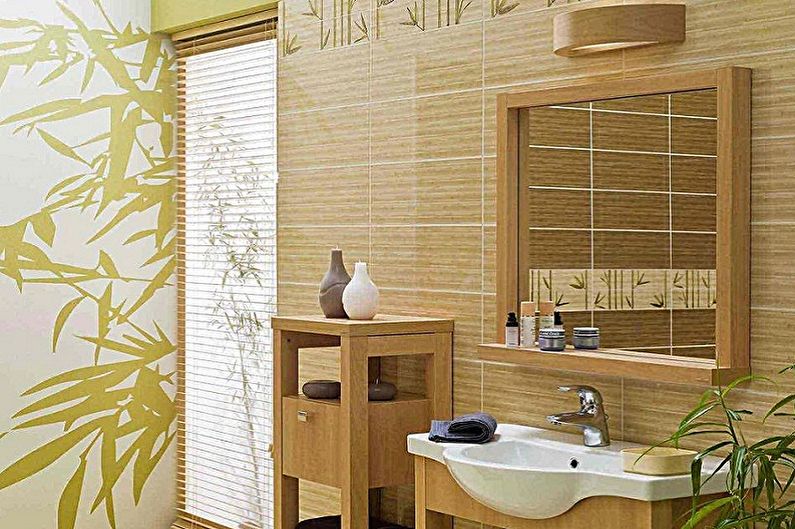 Japāņu stila maza vannas istaba - interjera dizains