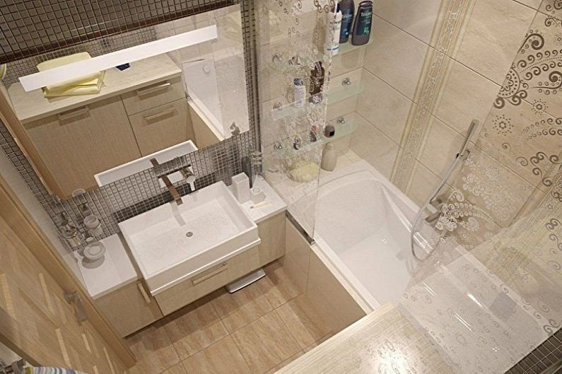 Интериорен дизайн на малка баня - снимка