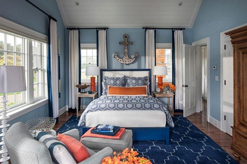 Mėlyni tapetai miegamajam - miegamojo tapetų spalva