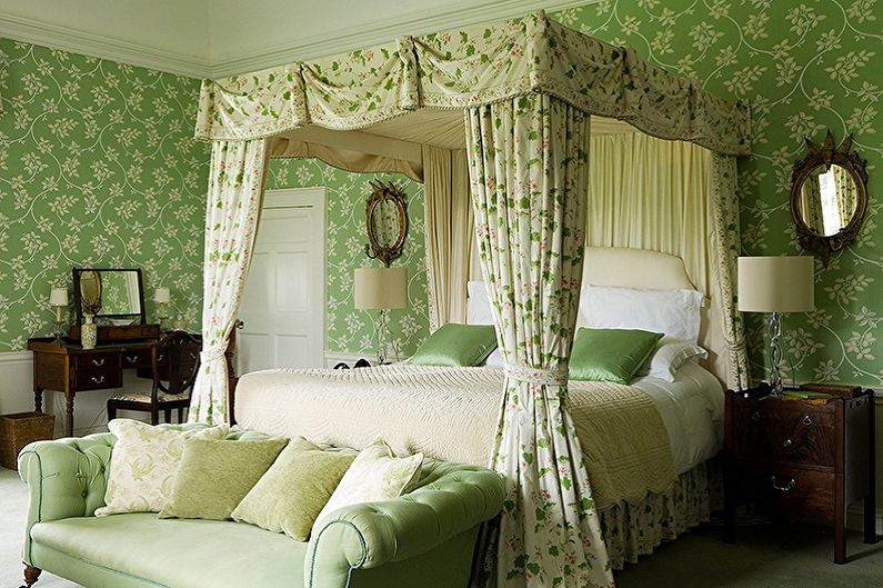Grüne Tapete für das Schlafzimmer - Farbtapete für das Schlafzimmer