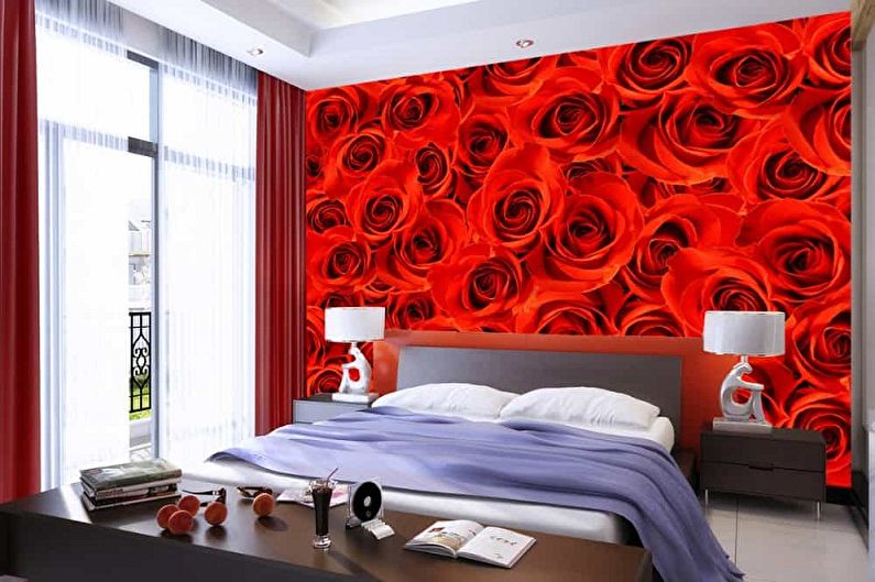 Papel de parede vermelho para o quarto - Papel de parede colorido para o quarto