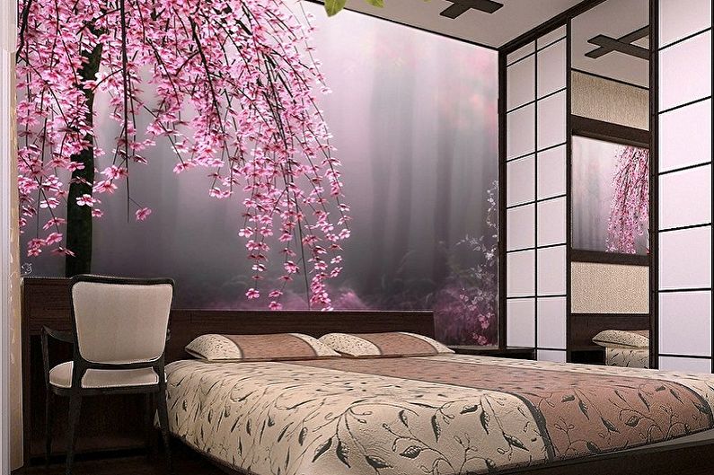 Kertas dinding warna untuk bilik tidur - foto dan idea