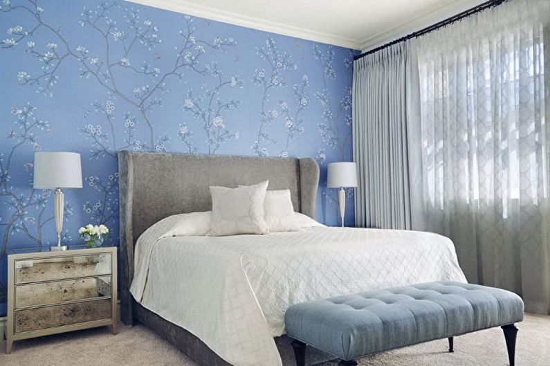 Color wallpaper for the bedroom - photos and ideas