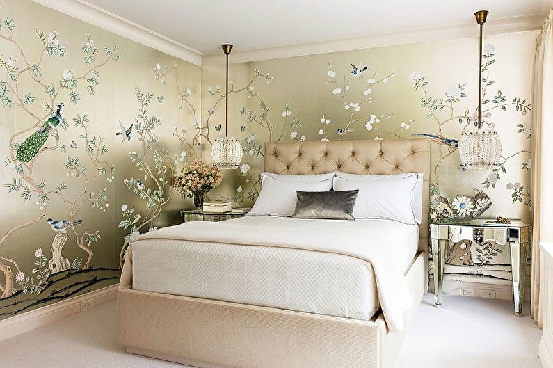 Color wallpaper for the bedroom - photos and ideas