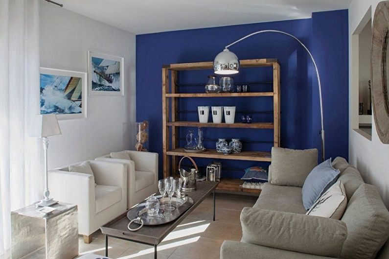 Papel de parede azul para sala de estar - Cor do papel de parede para sala de estar
