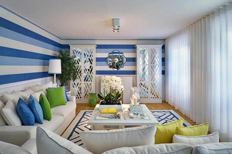 Papel de parede azul para sala de estar - Cor do papel de parede para sala de estar