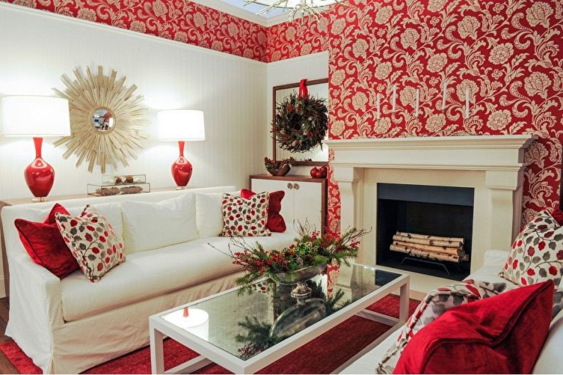 Papel de parede vermelho para sala de estar - Papel de parede colorido para sala de estar